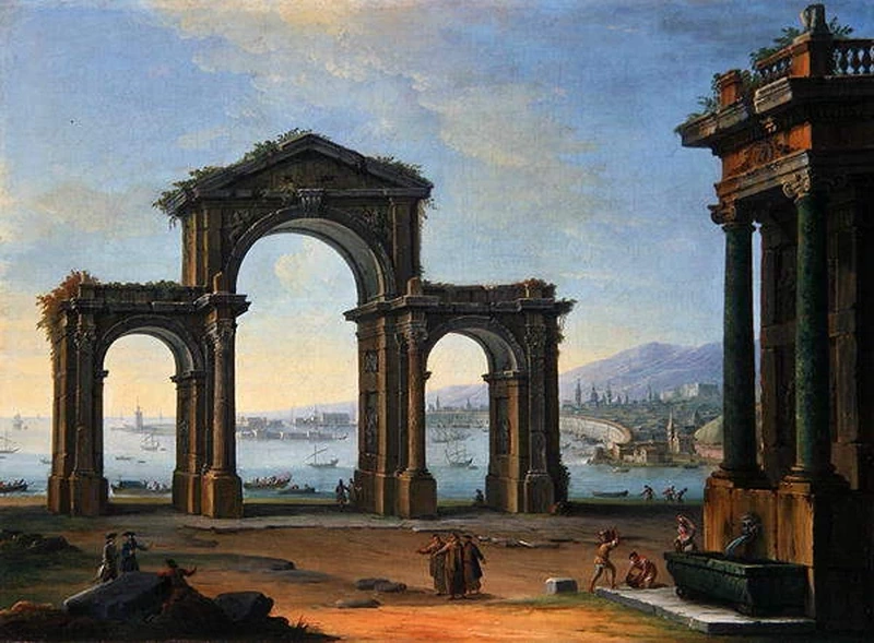 Scena del porto con arco di trionfo - His Grace The Duke of Norfolk, Arundel Castle
